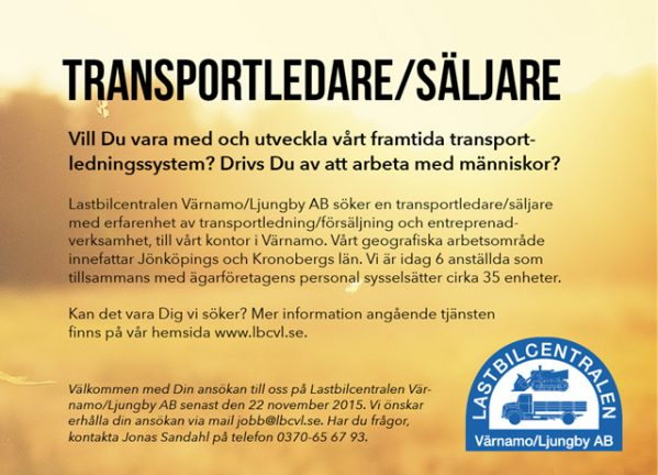 Söker transportledare/säljare