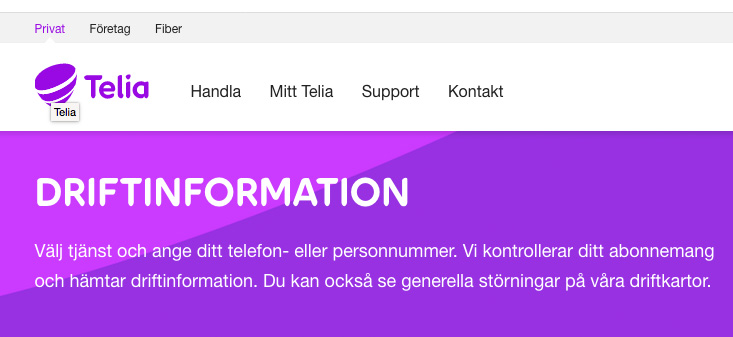 Driftstörning hos Telia