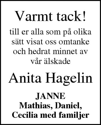 Anita Hagelin – tack